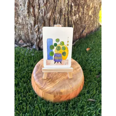 Patricia the Pilea aceo art card thumbnail 1