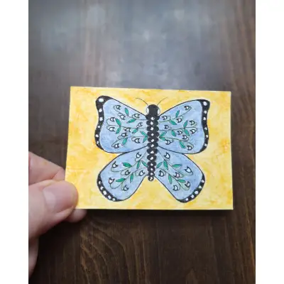 Lily of the Valley Butterfly aceo art card thumbnail 2