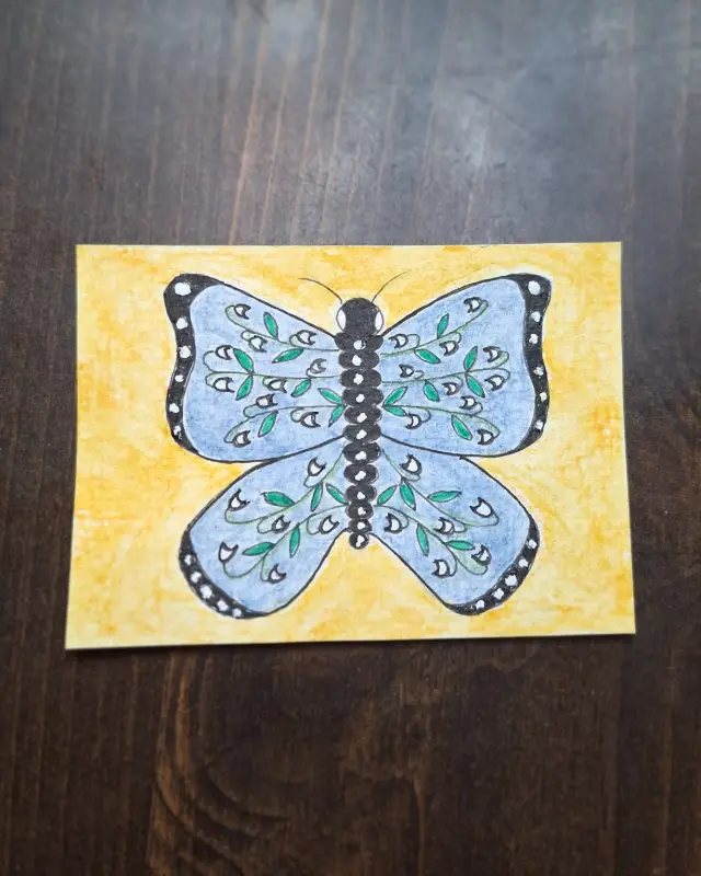 Lily of the Valley Butterfly aceo art card