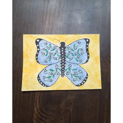 Lily of the Valley Butterfly aceo art card thumbnail 1