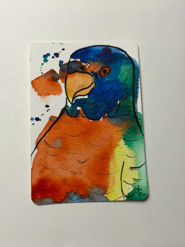 Pretty birb aceo art card