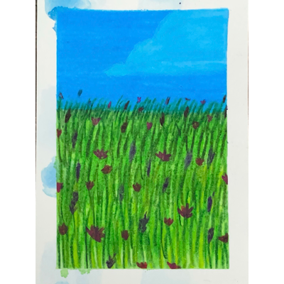 Grassy Field 4 aceo art card thumbnail 1