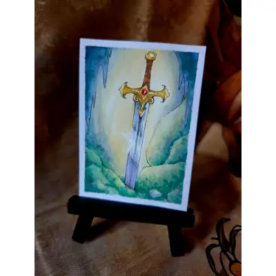 Legendary Sword of the Fallen - Original ACEO aceo art card thumbnail 1