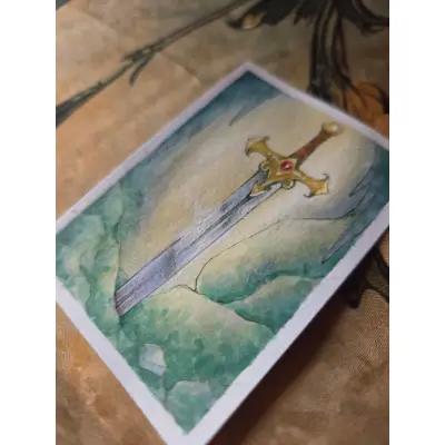 Legendary Sword of the Fallen - Original ACEO aceo art card thumbnail 4