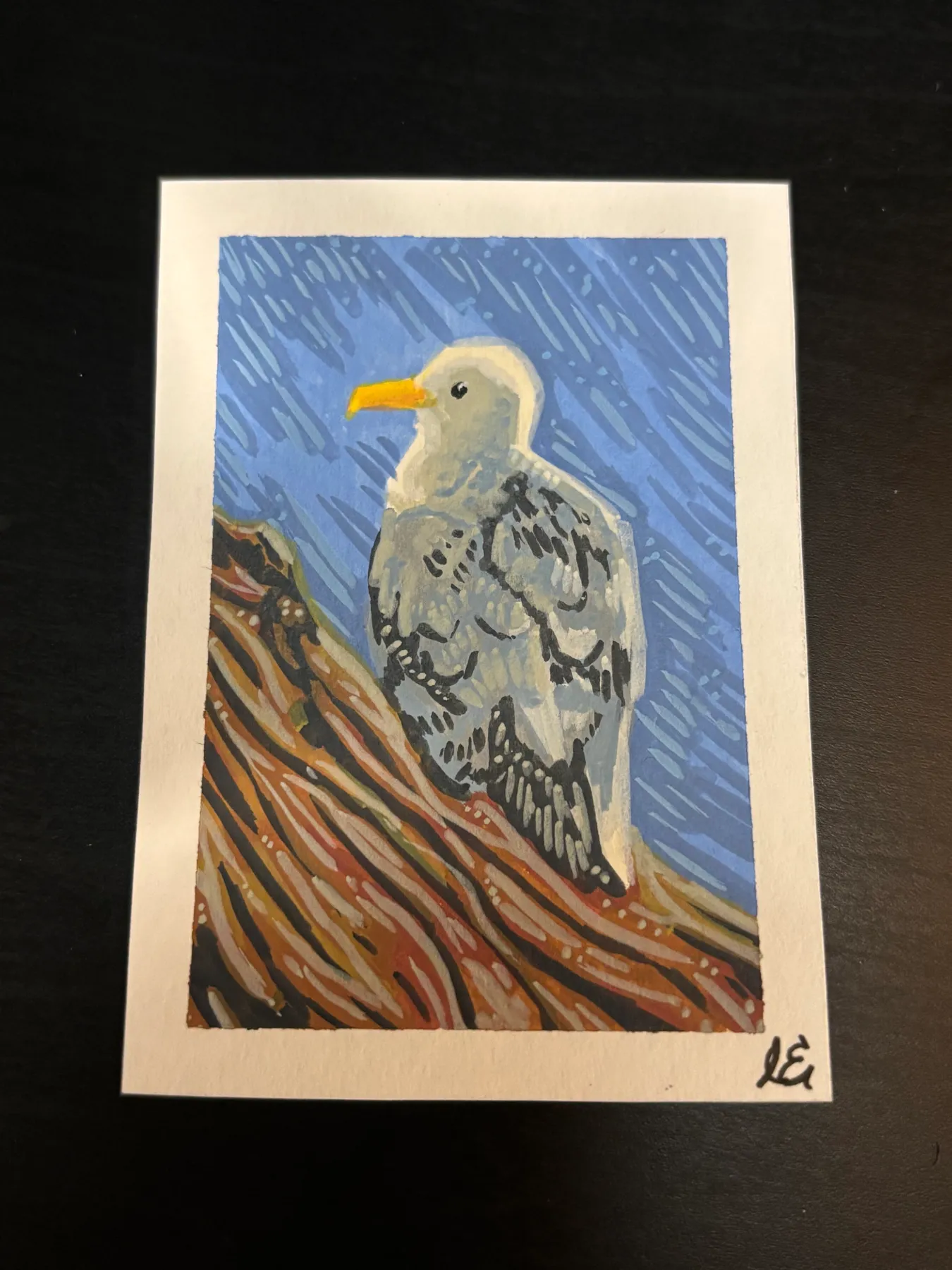 Seagull - Artist Trading Card ORIGINAL (1/1) - OilsByEast aceo art card