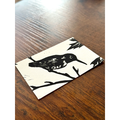 Little Hummingbird #1 - Hand-Carved Block Print aceo art card thumbnail 2