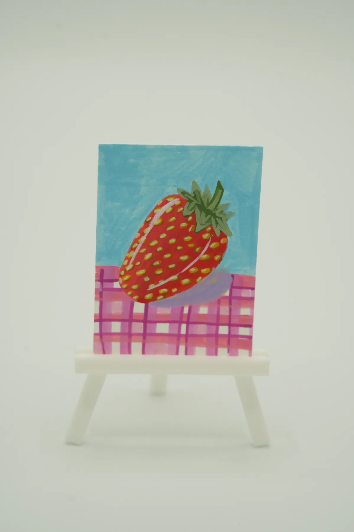 Picnic strawberry aceo art card