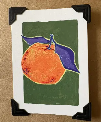 Original ACEO Orange with Purple Leaves 1 Modern Style ATC SIZE Emma's Art Shop aceo art card thumbnail 2