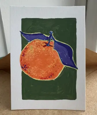Original ACEO Orange with Purple Leaves 1 Modern Style ATC SIZE Emma's Art Shop aceo art card thumbnail 1