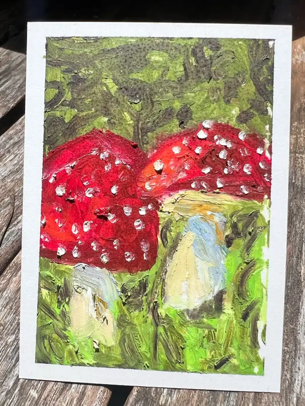 Mushroom- #4 in Woodland aceo art card