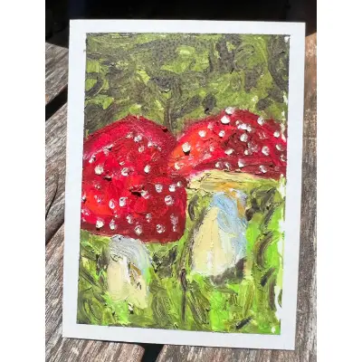 Mushroom- #4 in Woodland aceo art card thumbnail 1