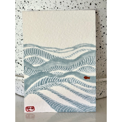 ACEO original, little fish aceo art card thumbnail 2