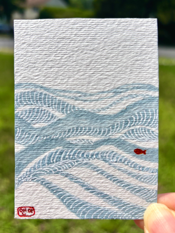 ACEO original, little fish aceo art card
