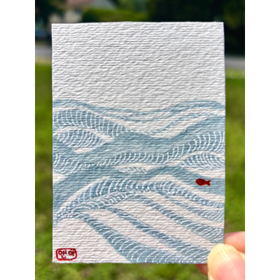 ACEO original, little fish aceo art card thumbnail 1