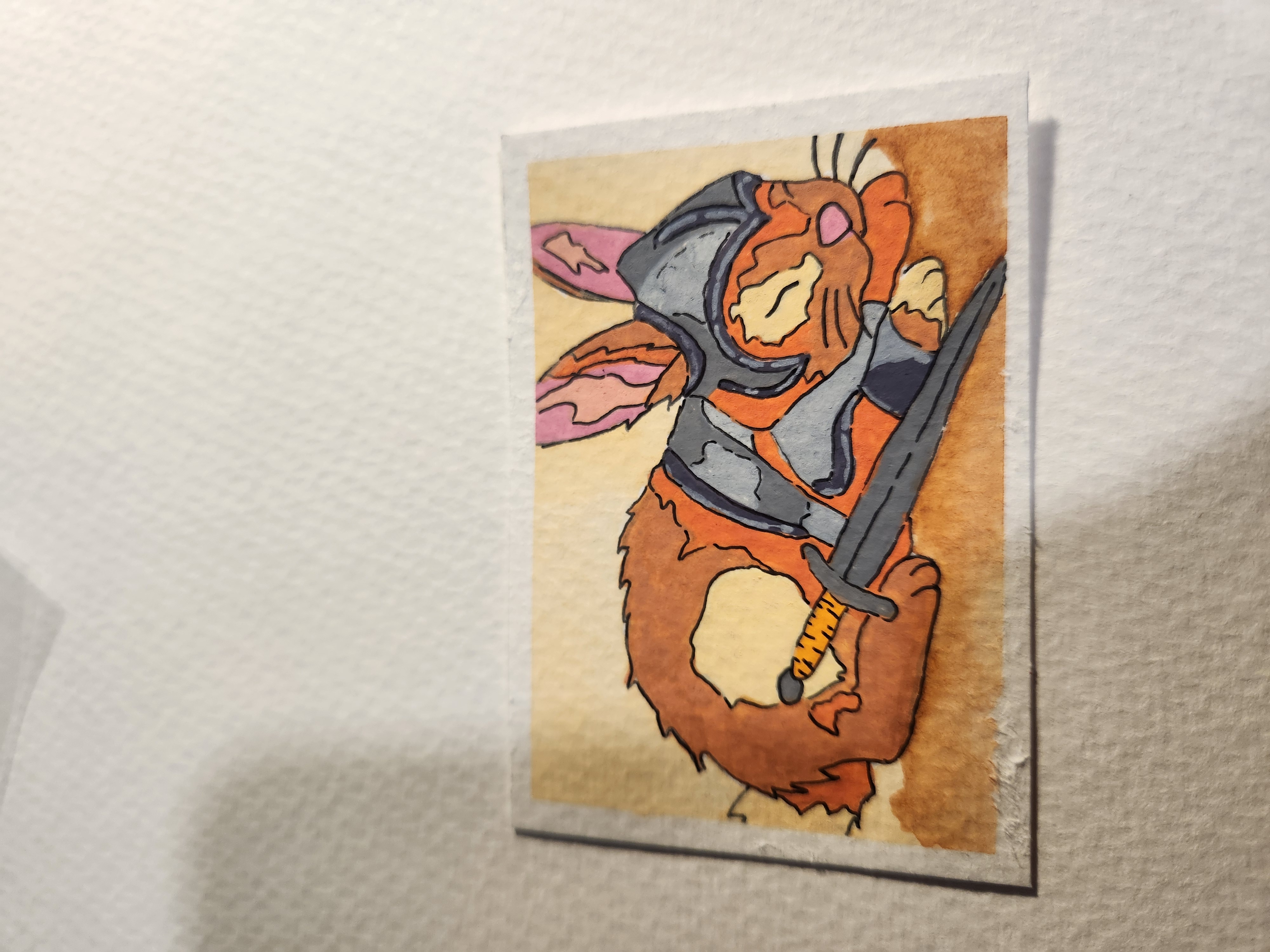 Sleeping Bunny Knight aceo art card