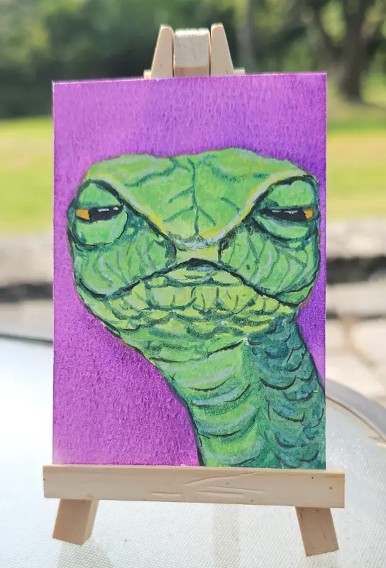 Judgmental Snake aceo art card