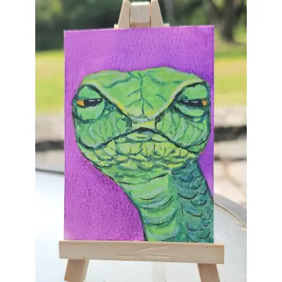 Judgmental Snake aceo art card thumbnail 1