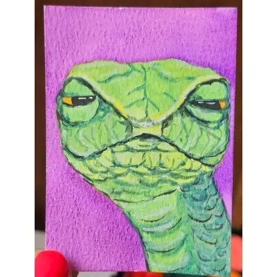 Judgmental Snake aceo art card thumbnail 2