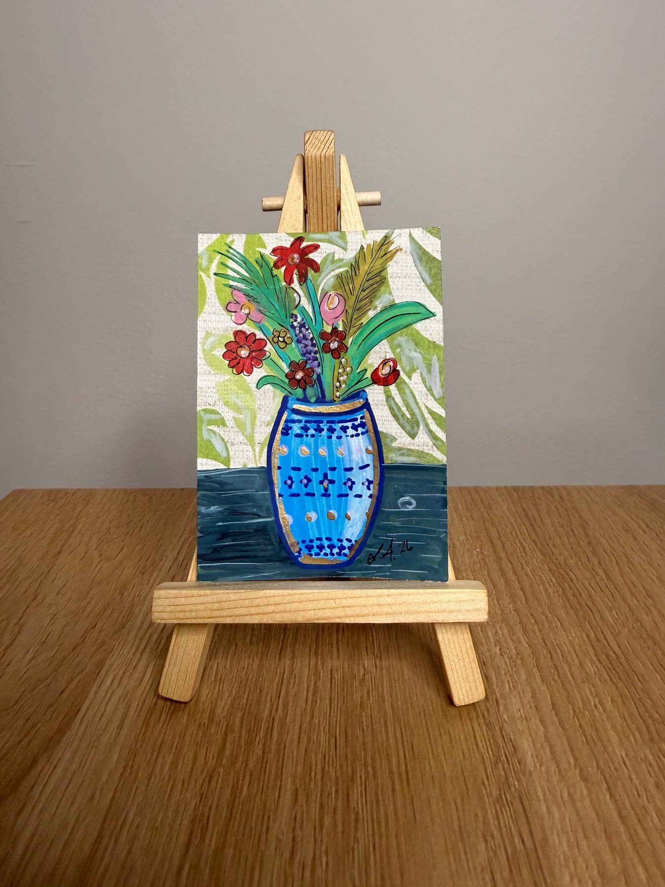 Modern Vase Original ACEO by Lyndsay Aznaurov aceo art card