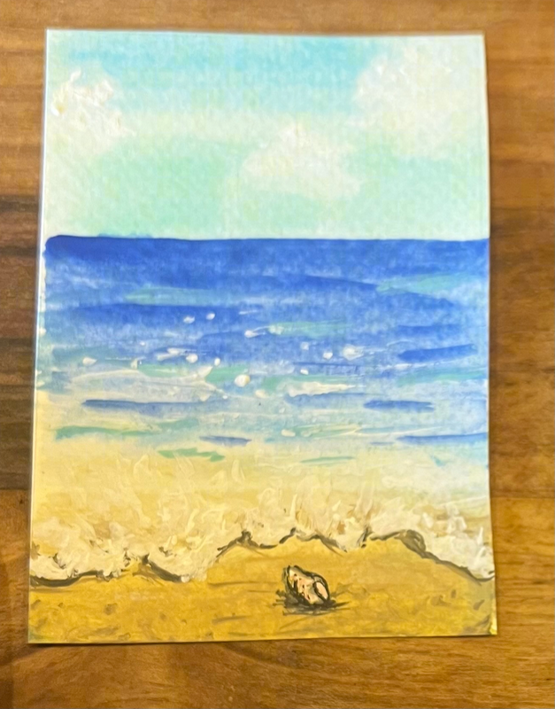 Beach seascape aceo art card