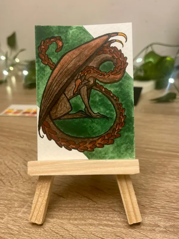Pinecone Dragon aceo art card
