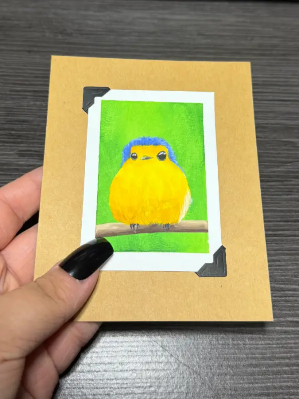 ACEO Original Acrylic Painting Bird Series by Emily aceo art card