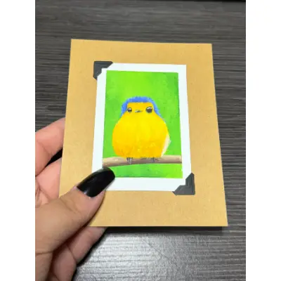 ACEO Original Acrylic Painting Bird Series by Emily aceo art card thumbnail 1