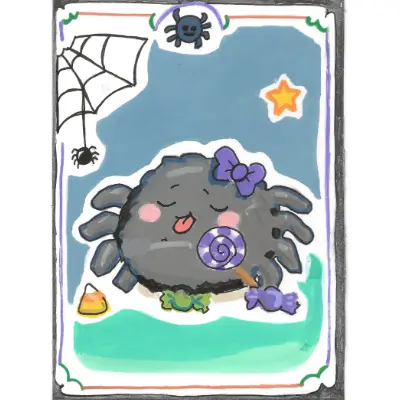 Spider Candy Belly | Halloween Belly Collection | Art with Sara Rose aceo art card thumbnail 1