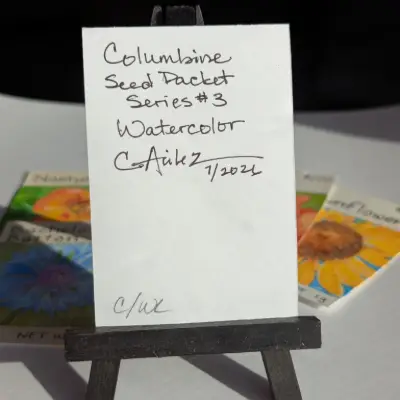 Columbine Seed Packet ACEO aceo art card thumbnail 3