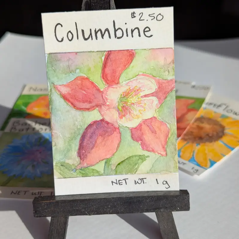 Columbine Seed Packet ACEO aceo art card