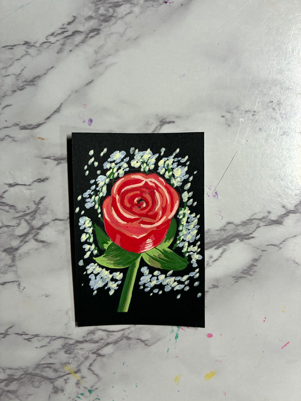 Valentines Day Rose aceo art card