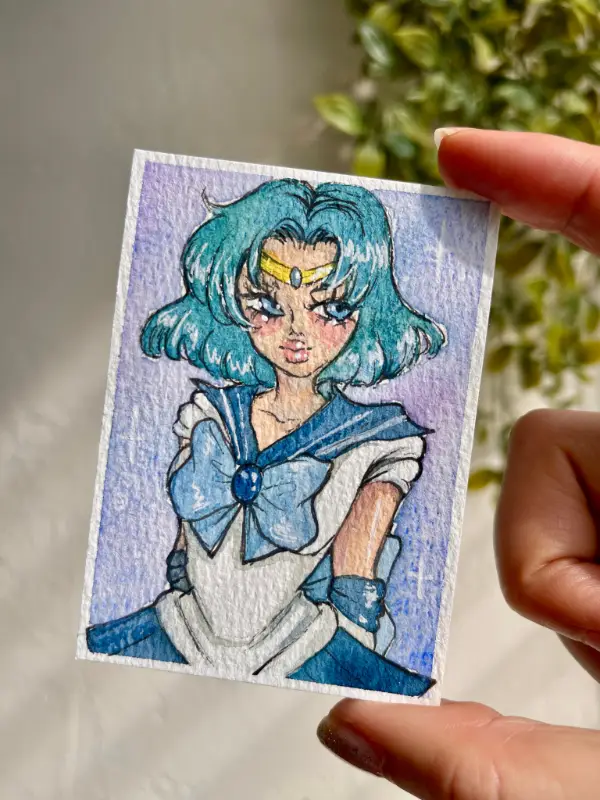 Sailor Mercury from Sailor Moon aceo art card
