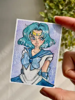 Sailor Mercury from Sailor Moon aceo art card thumbnail 1