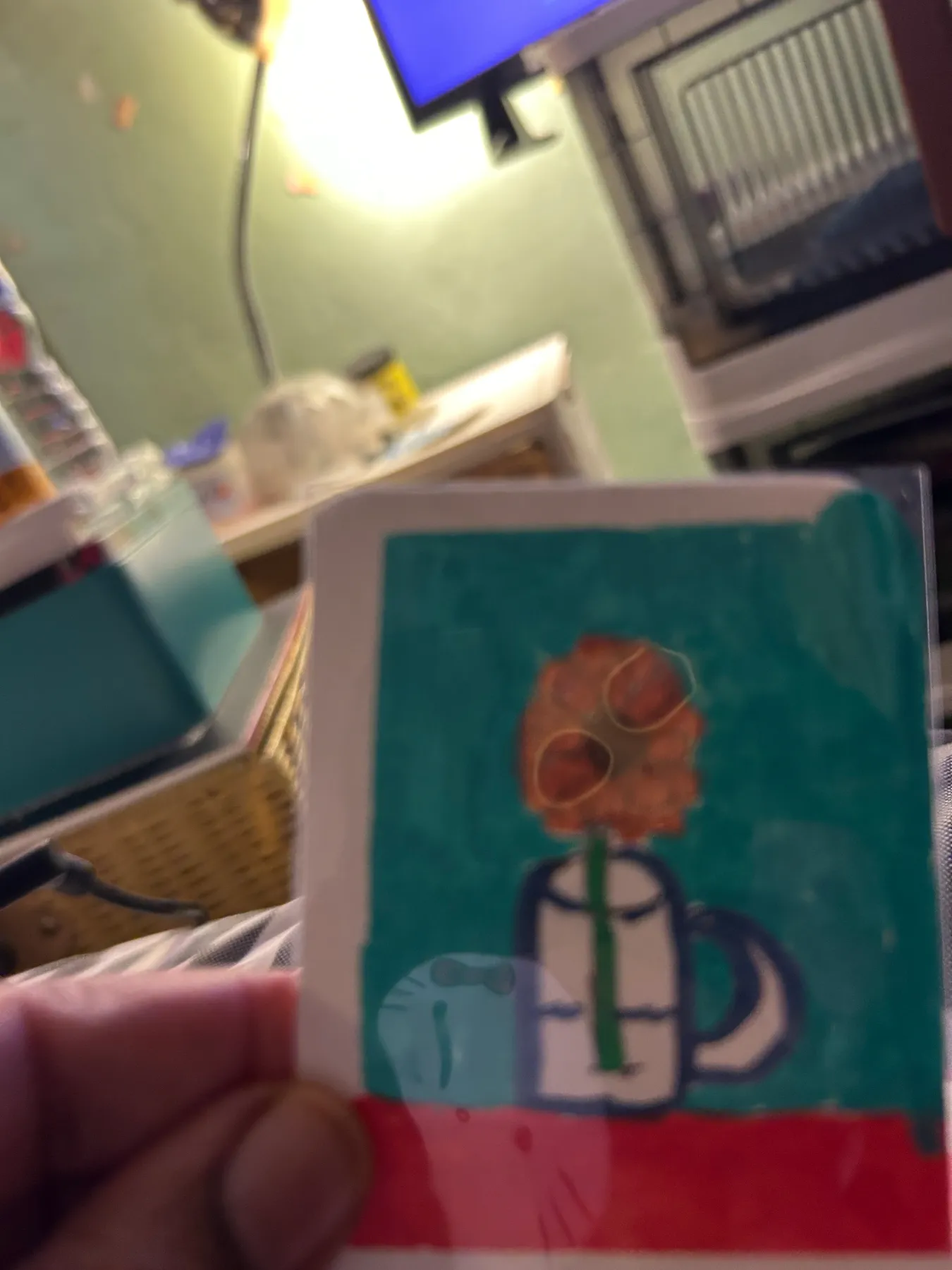 One Yellow Daisy in a Vase aceo art card