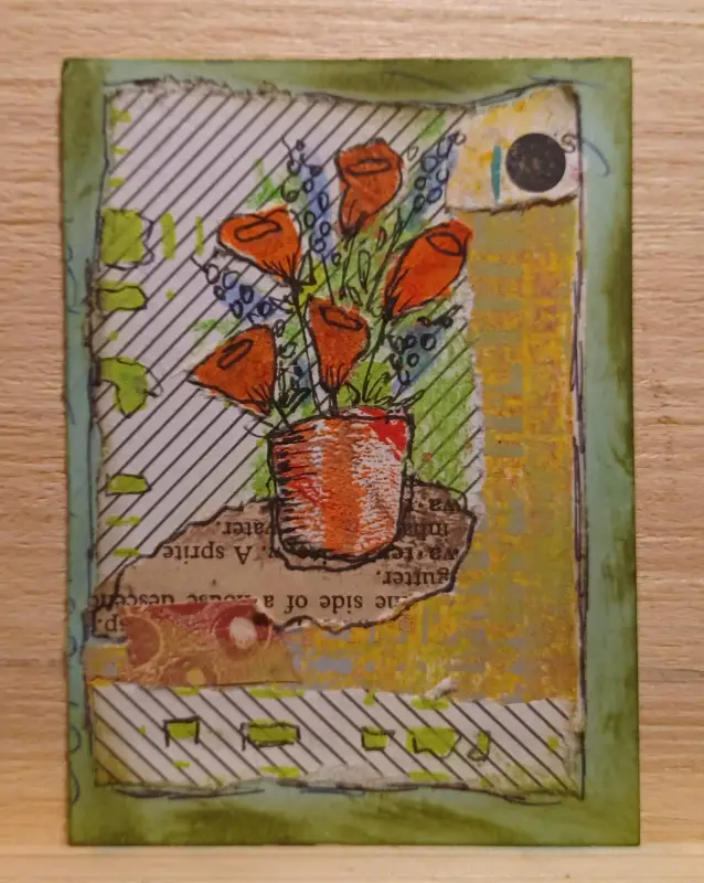 FL-001 Orange Flowers aceo art card