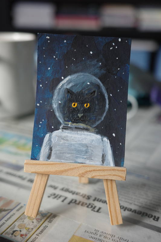 Space Cat #4 aceo art card