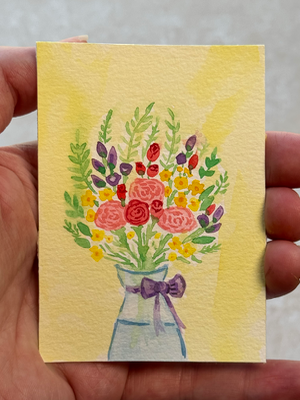Spring bouquet aceo art card thumbnail 2