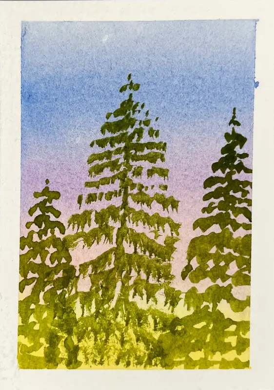 Sunset Forest aceo art card