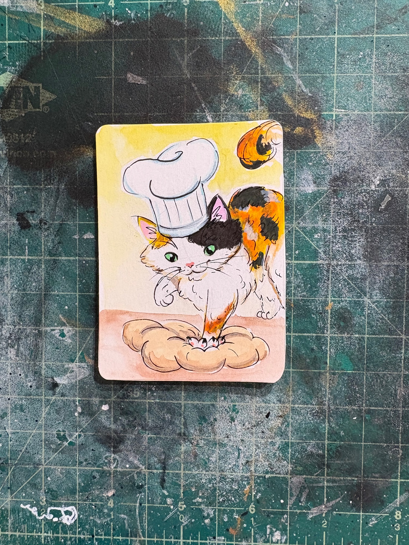Baker Cat aceo art card