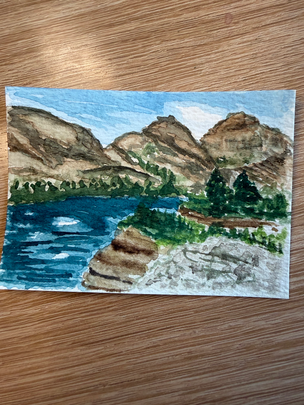 St Mary Lake Glacier NP aceo art card