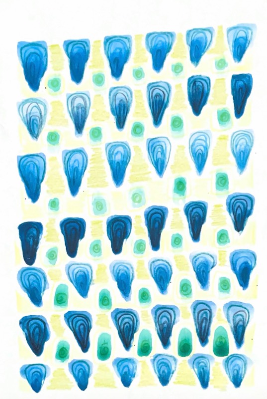 Blue abstract pattern aceo art card