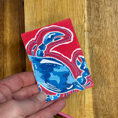 ACEO Original, Crab, Seafood, Louisiana, Acrylic, Abstract, By Lark Watercolor and Art aceo art card thumbnail 2