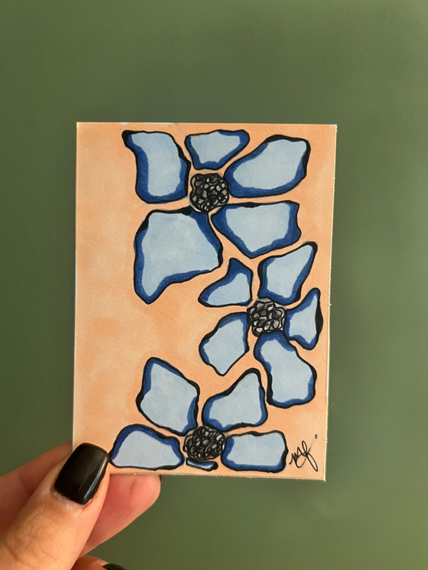 Melting Flowers- Forget Me Nots aceo art card