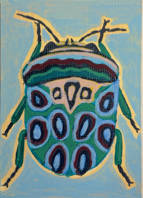 Beetle aceo art card thumbnail 2