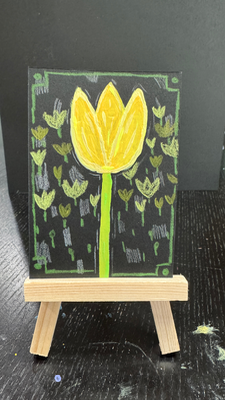 Yellow Tulip aceo art card thumbnail 1