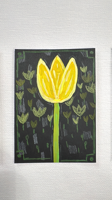 Yellow Tulip aceo art card thumbnail 2