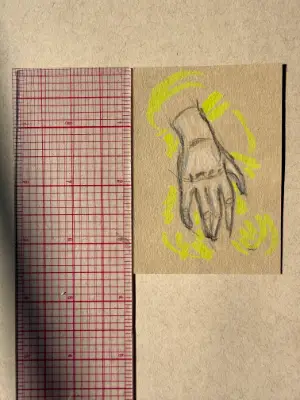 Untitled Hand Study - Mixed Media ACEO aceo art card thumbnail 2