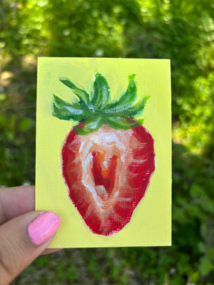 “Bright Berry” Strawberry aceo art card thumbnail 2