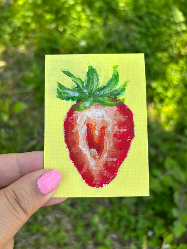 “Bright Berry” Strawberry aceo art card