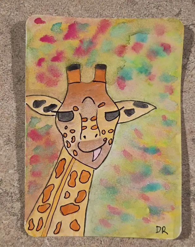 Giraffe aceo art card